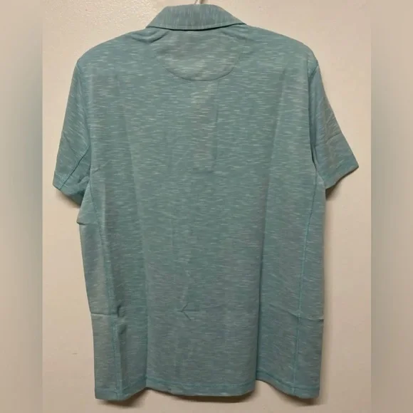 Flag & Anthem Polo Shirt Golf Aqua Teal Medium Short Sleeves Casual Stretch NWT - Picture 2 of 9